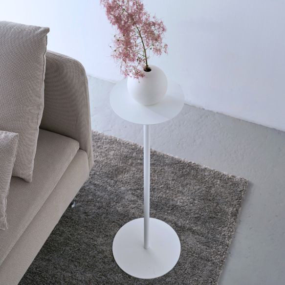 スリムテーブル 丸 黒 白 ブラック ホワイト おしゃれ 花瓶台 ディスプレイスタンド 高さ約75cm サイドテーブル 5枚目の画像