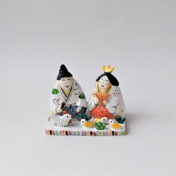干支とお雛様のコラボです♪　　ミニ干支(ウマ）お雛様  置物　陶器 13枚目の画像
