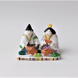 干支とお雛様のコラボです♪　　ミニ干支(ウマ）お雛様  置物　陶器 15枚目の画像