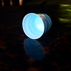 青いうつわ　お茶やコーヒーなどのお飲み物にも　磁器　青白磁そばちょこ 3枚目の画像