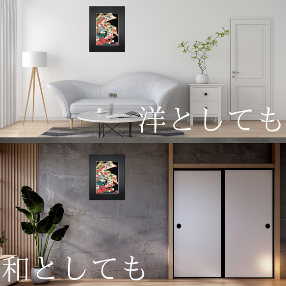 KIMONO SILK ART【松華】Matsu-Hana 額装 絹 インテリア 壁掛け 模様替え アート 4枚目の画像