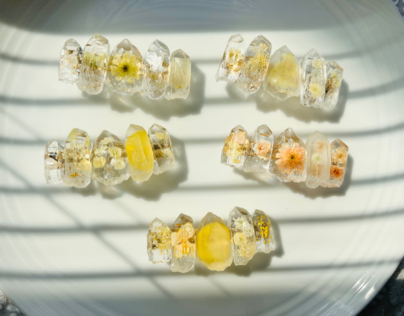レジン ヘアゴム イエロー 花かんざし ミニひまわり ドライフラワー レジン ヘアゴム イエロー 花かんざし ミニひまわり ドライフラワー