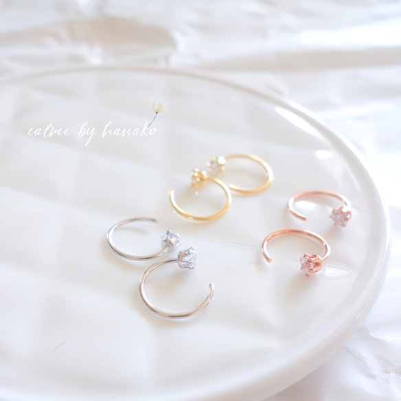 新作 シンプル 18K 繊細 上品 大人女子 引っ掛け CZダイヤ 一粒 新作 シンプル 18K 繊細 上品 大人女子 引っ掛け CZダイヤ 一粒