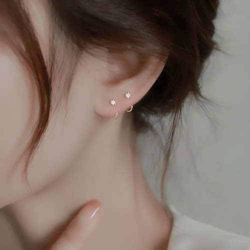 新作 シンプル 18K 繊細 上品 大人女子 引っ掛け CZダイヤ 一粒 新作 シンプル 18K 繊細 上品 大人女子 引っ掛け CZダイヤ 一粒