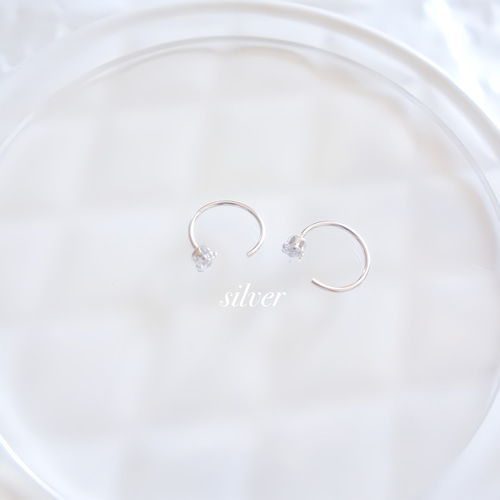 新作 シンプル 18K 繊細 上品 大人女子 引っ掛け CZダイヤ 一粒 新作 シンプル 18K 繊細 上品 大人女子 引っ掛け CZダイヤ 一粒