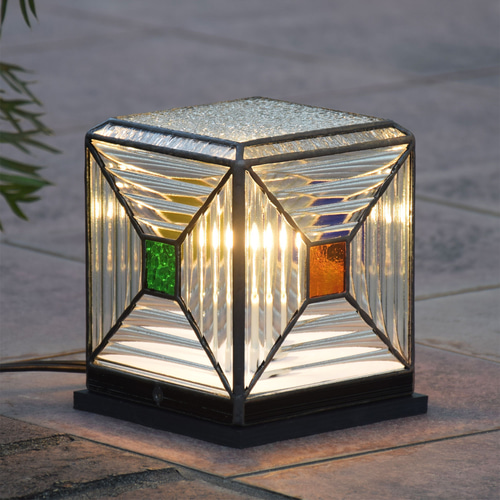 ガーデンライト スクウェア 屋外用 防雨タイプ ステンドグラス