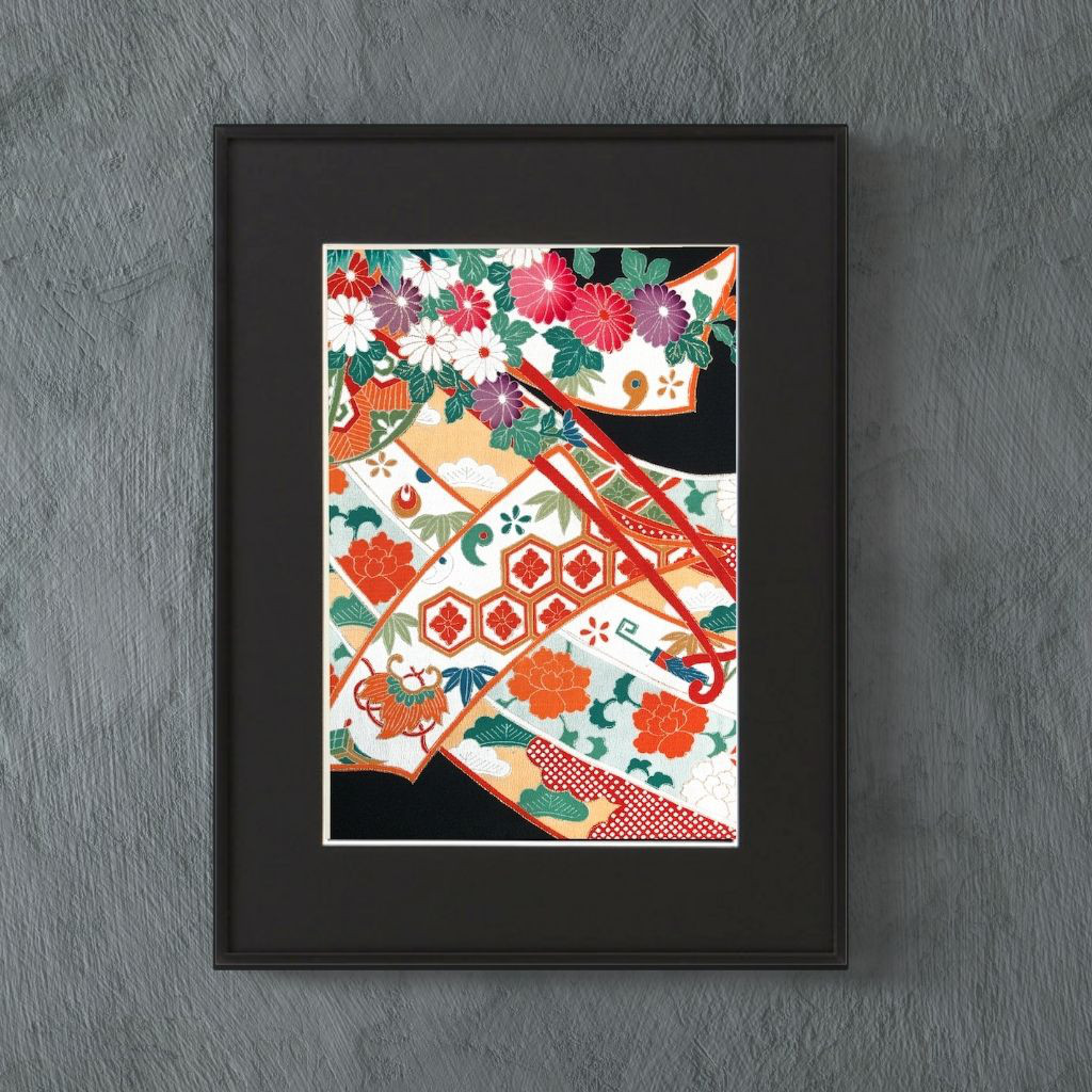 新しいコレクション 福を招くインテリア】 【作品名：華祭り】【一点物】着物アート その他