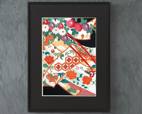 インテリア　額縁　鶴　縁起物　アンティーク　着物 インテリア 額縁 鶴 縁起物 アンティーク 着物