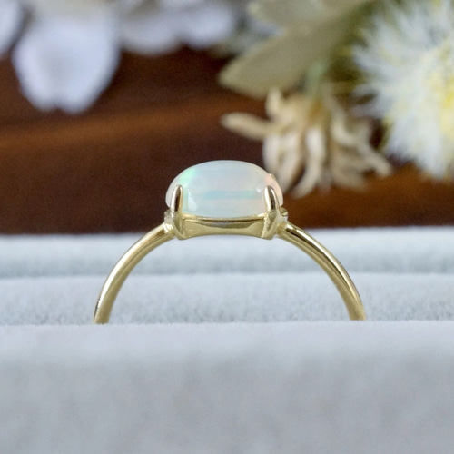 10月誕生石 エチオピアオパール リング 7号 18kゴールドプレーテド