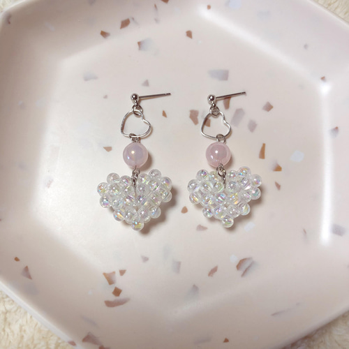 ホット セールの通販 ビーズの立体ハートピアス ピアス（その他） Chifuyu_nail 通販 アクセサリー