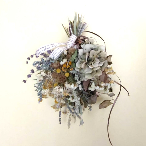 H約50cm♡あじさいの秋色ドライフラワースワッグ♡ スワッグ