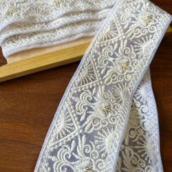 印度刺繡絲帶編織白色 65mm (22) 第2張的照片