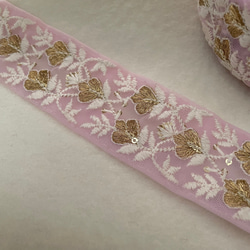 インド刺繍リボン ブレード 幅45mm ピンク(51) 1枚目の画像