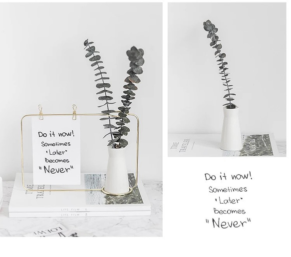 【チョコレートコスモス3輪】set花瓶付きゴールドワイヤーフォトスタンドアレンジ 15枚目の画像