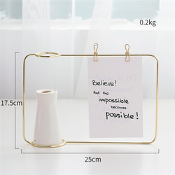 【チョコレートコスモス3輪】set花瓶付きゴールドワイヤーフォトスタンドアレンジ 8枚目の画像