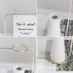 【チョコレートコスモス3輪】set花瓶付きゴールドワイヤーフォトスタンドアレンジ 13枚目の画像