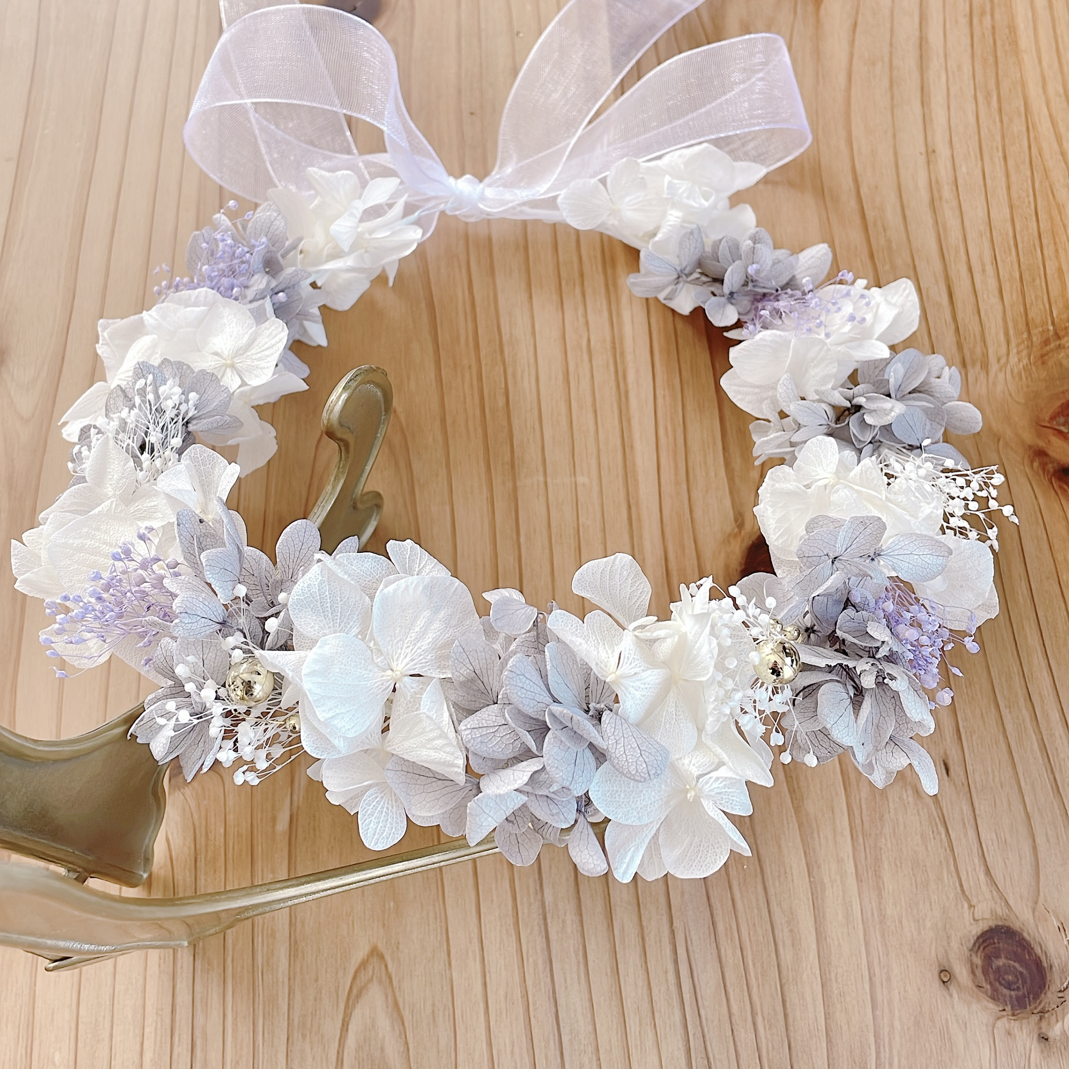 Kさま　おまとめ　ネックレス「ガラスの花かんむり　オペイクブルー×ホワイト」 Kさま おまとめ ネックレス「ガラスの花かんむり オペイクブルー