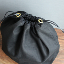 ダブルインナーバッグ （シンプルブラック・スクエアL） 巾着 内袋 インバッグ バッグインバッグ 4枚目の画像