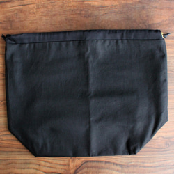 ダブルインナーバッグ （シンプルブラック・スクエアL） 巾着 内袋 インバッグ バッグインバッグ 3枚目の画像