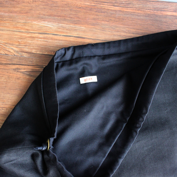 ダブルインナーバッグ （シンプルブラック・スクエアL） 巾着 内袋 インバッグ バッグインバッグ 6枚目の画像