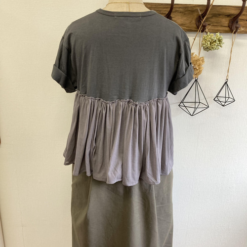セール価格☆リメイクTシャツ❤️シフォンレースの前フリルT