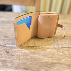 二つ折りミニ財布　イタリアンレザー  エルバマット  　グリーン 5枚目の画像
