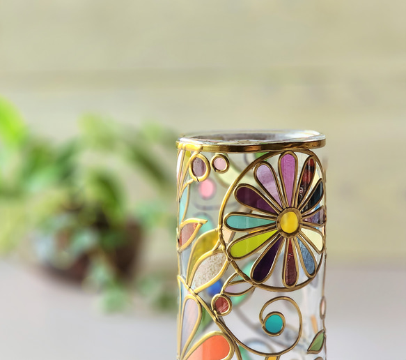 Order :Cylindrical glass flower vase Elf forest Gold 第2張的照片