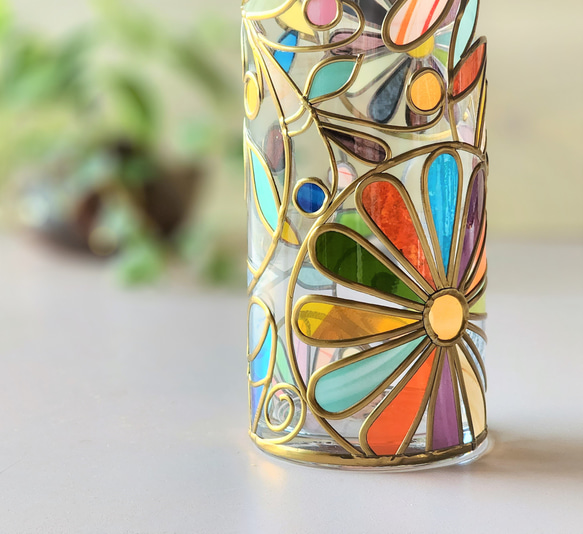 Order :Cylindrical glass flower vase Elf forest Gold 第5張的照片
