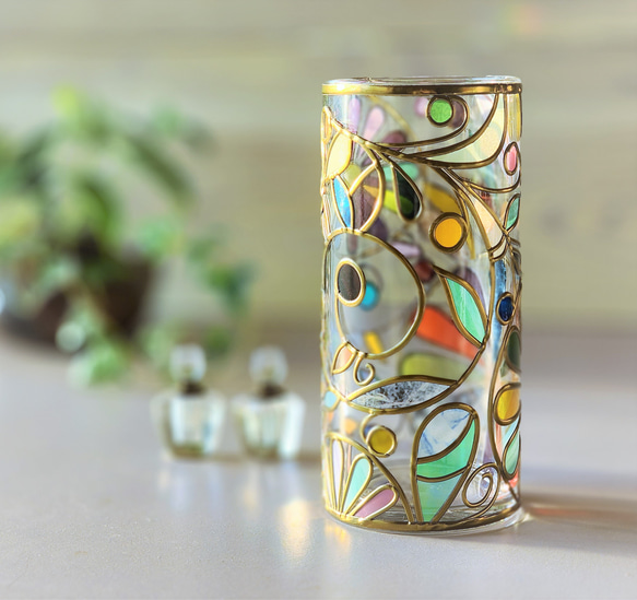 Order :Cylindrical glass flower vase Elf forest Gold 第8張的照片