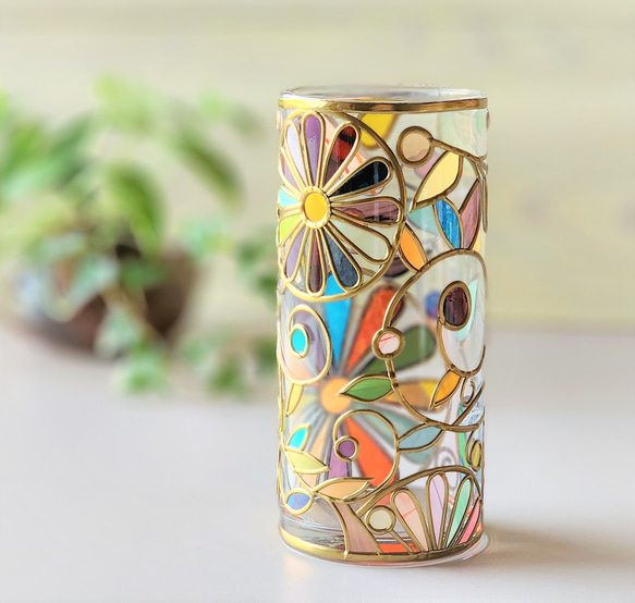 Order :Cylindrical glass flower vase Elf forest Gold 第6張的照片