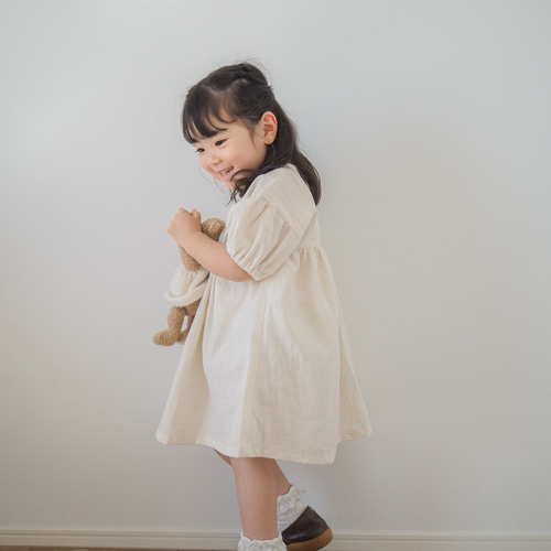 数量限定】マシュマロワンピース(きなり) | size70-100 コットンリネン