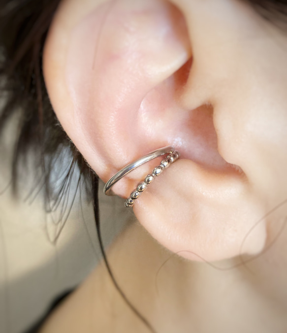 つぶつぶ2連 ear cuff silver 7枚目の画像