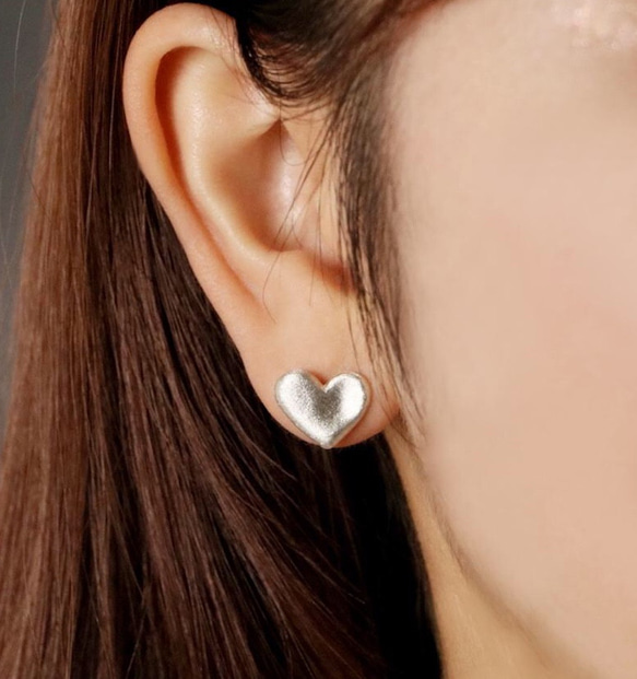 ハートピアス ヴィンテージ風 （両耳） Silver925 ◇シルバーピアス 