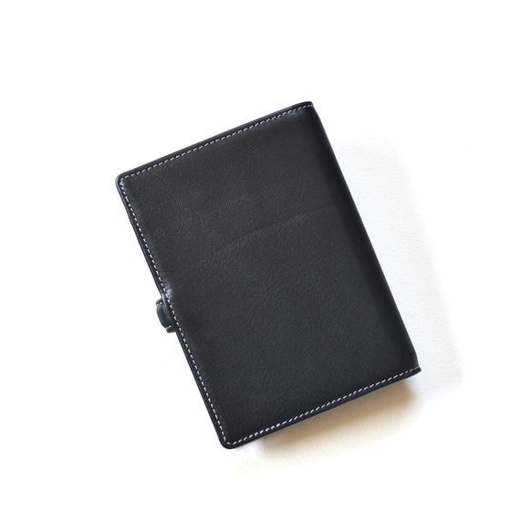 【ミニ6穴システム手帳  ：カーフブラック】イタリアンカーフレザー（牛革）MK-1506-ITV_belt 9枚目の画像