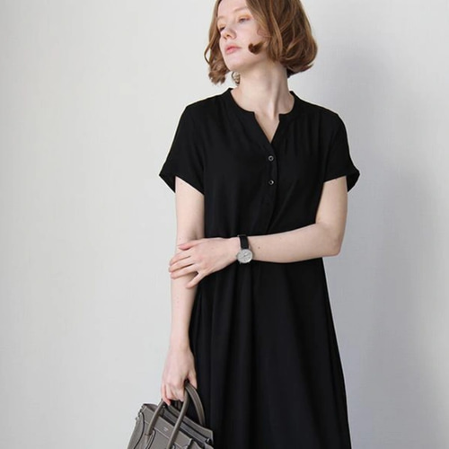 送料0.テロンと1枚で着れる 冷感夏生地の半袖ワンピース 細見え  