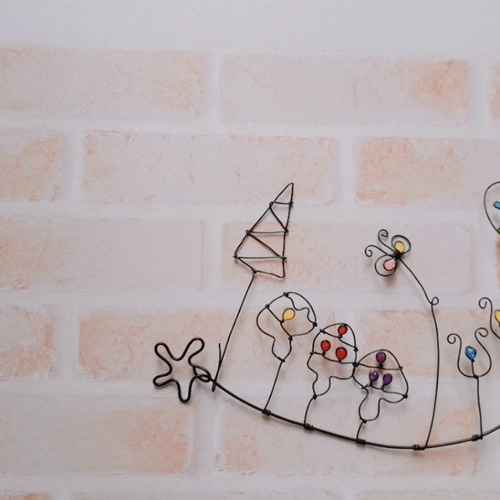 森のきのこ 森のせせらぎ ワイヤーアート ガーランド ゆずはうす 通販