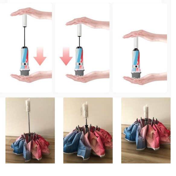 日傘 雨傘 折りたたみ傘 逆さ傘 晴雨兼用 ワンタッチ自動開閉 UVカット 虹 グラデーション B1 8枚目の画像