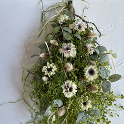 ロングスワッグ　グリーン　クリームブラウン　ナチュラル　アーティフィシャルフラワー　造花　ウォールデコ　壁飾り 5枚目の画像