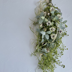 ロングスワッグ　グリーン　クリームブラウン　ナチュラル　アーティフィシャルフラワー　造花　ウォールデコ　壁飾り 11枚目の画像