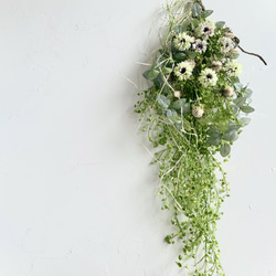 ロングスワッグ　グリーン　クリームブラウン　ナチュラル　アーティフィシャルフラワー　造花　ウォールデコ　壁飾り 8枚目の画像