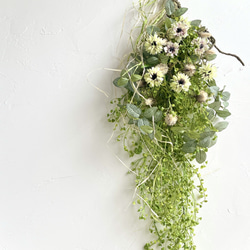 ロングスワッグ　グリーン　クリームブラウン　ナチュラル　アーティフィシャルフラワー　造花　ウォールデコ　壁飾り 7枚目の画像