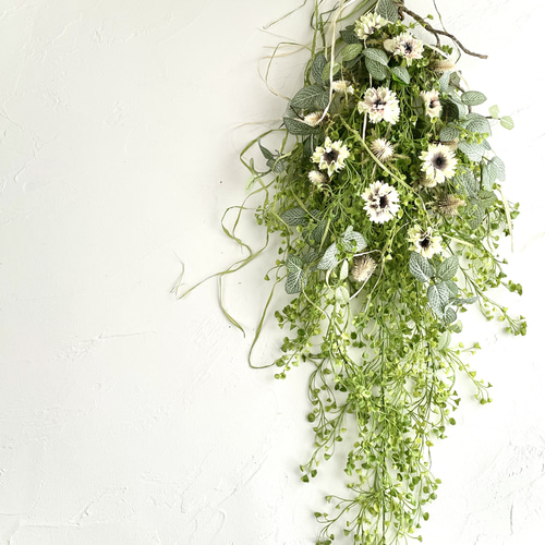 ロングスワッグ グリーン クリームブラウン ナチュラル アーティ