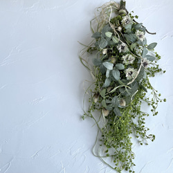 ロングスワッグ　グリーン　クリームブラウン　ナチュラル　アーティフィシャルフラワー　造花　ウォールデコ　壁飾り 12枚目の画像