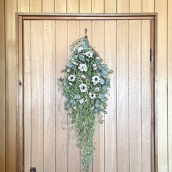 ロングスワッグ　グリーン　クリームブラウン　ナチュラル　アーティフィシャルフラワー　造花　ウォールデコ　壁飾り 13枚目の画像