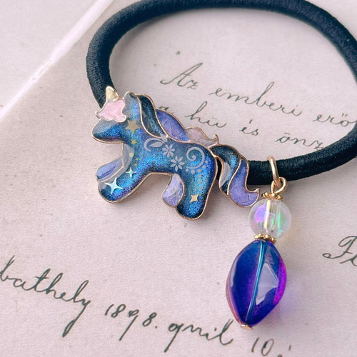 ゾウ レジンヘアゴム ファンタジーな夜空 素敵な光0927 ゾウ レジン