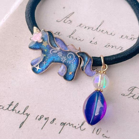 No.1644】UVレジン ゆめかわ ユニコーン ヘアゴム ヘアゴム うさにゃん