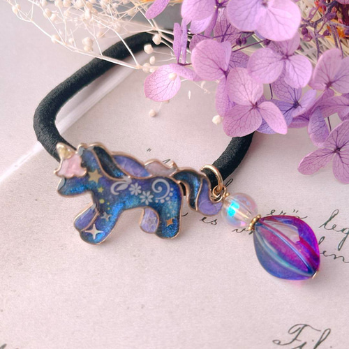 No.1644】UVレジン ゆめかわ ユニコーン ヘアゴム ヘアゴム うさにゃん