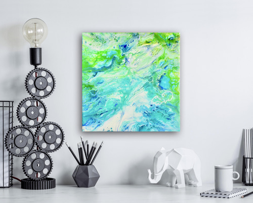 『海にとける』　油絵　F100号 アクア ヒーリングアート 純水 】Aqua エネルギーアート メッセージ ヒーリングアート 絵画 24
