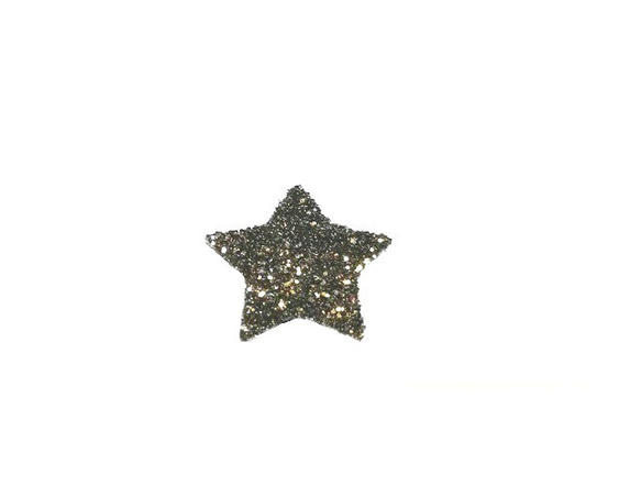 キラキラワッペン星スター/ブラックゴールドラメグリッター/選べるサイズ アイロンシール 1枚目の画像