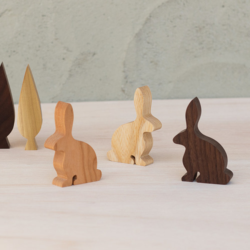 うさぎ オブジェ｜全3種類 置物 木製 動物 卯 兎 アニマル 干支 北欧